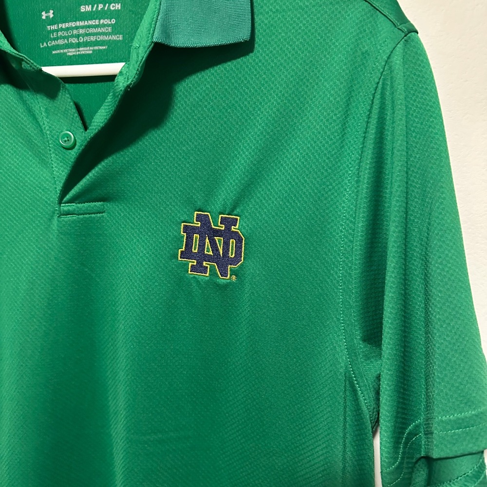 Under Armour Mens Notre Dame Fighting Irish Performance Polo Shirt Green Small